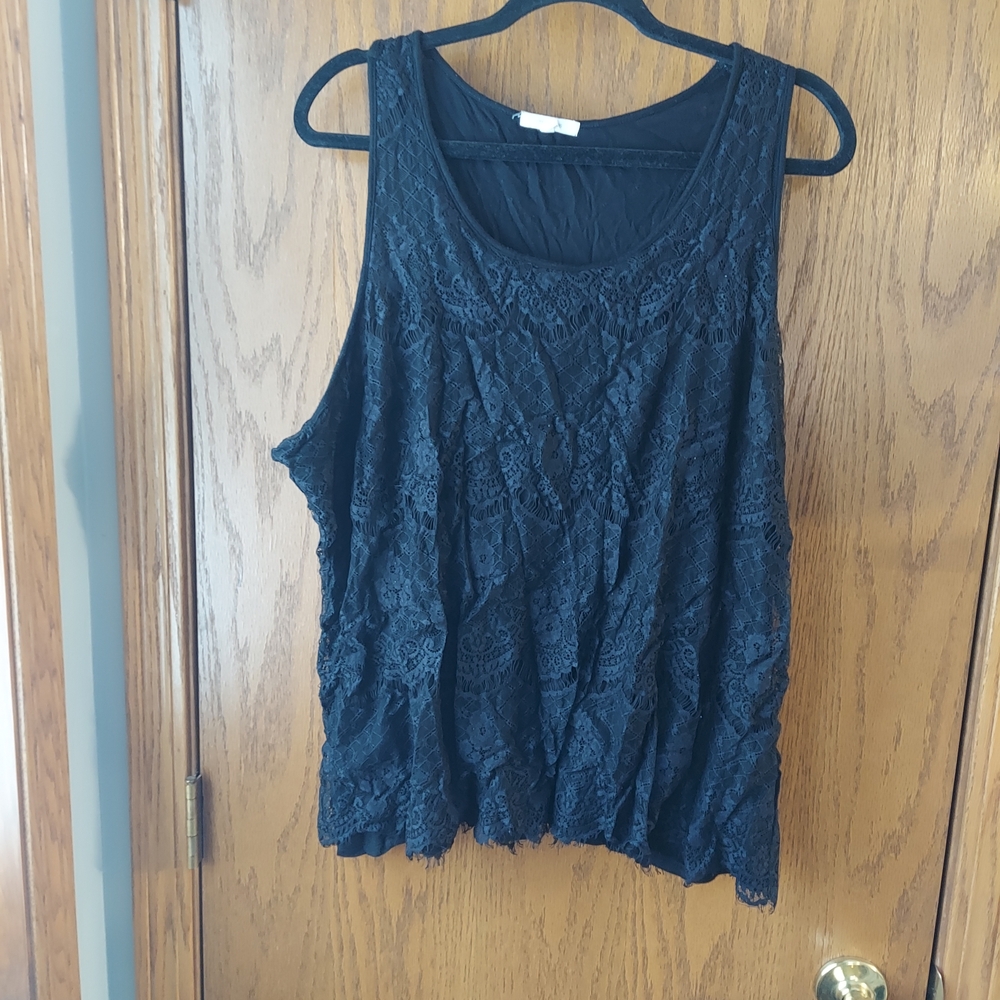 Maurices Elegant Black Lace Lined Tank Top Plus 3 Ruffles